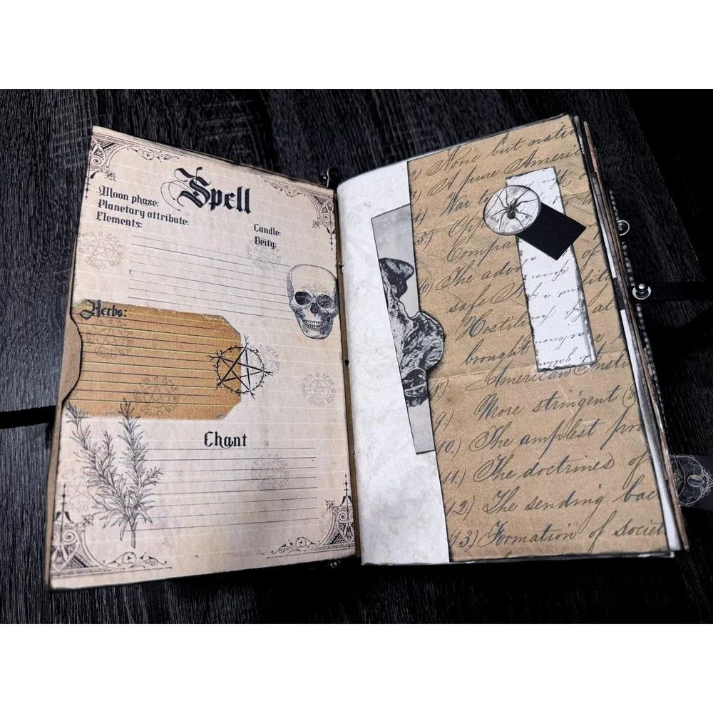 Handmade Gothic Skulls Junk Journal | Mixed‎ Media Art Book | 103 Pages